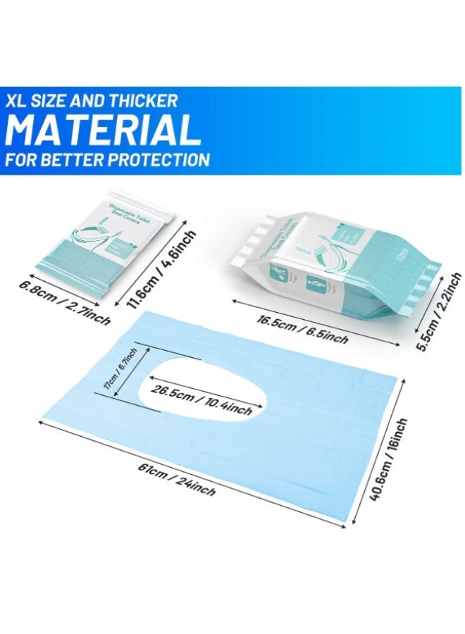 Toilet Seat Covers Disposable, Waterproof X Large Toilet Seat Covers Antibacterial Waterproof for Adults Kids Potty Training Travel Public Restrooms, Airplane, Camping (24x16 Inch) (30, Blue) - Image 3